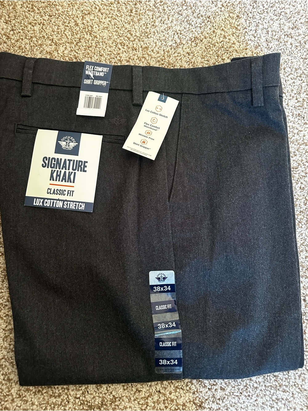 Dockers Signature Khaki Classic Fit Lux Cotton Stretch Shorts — Dark Charcoal
